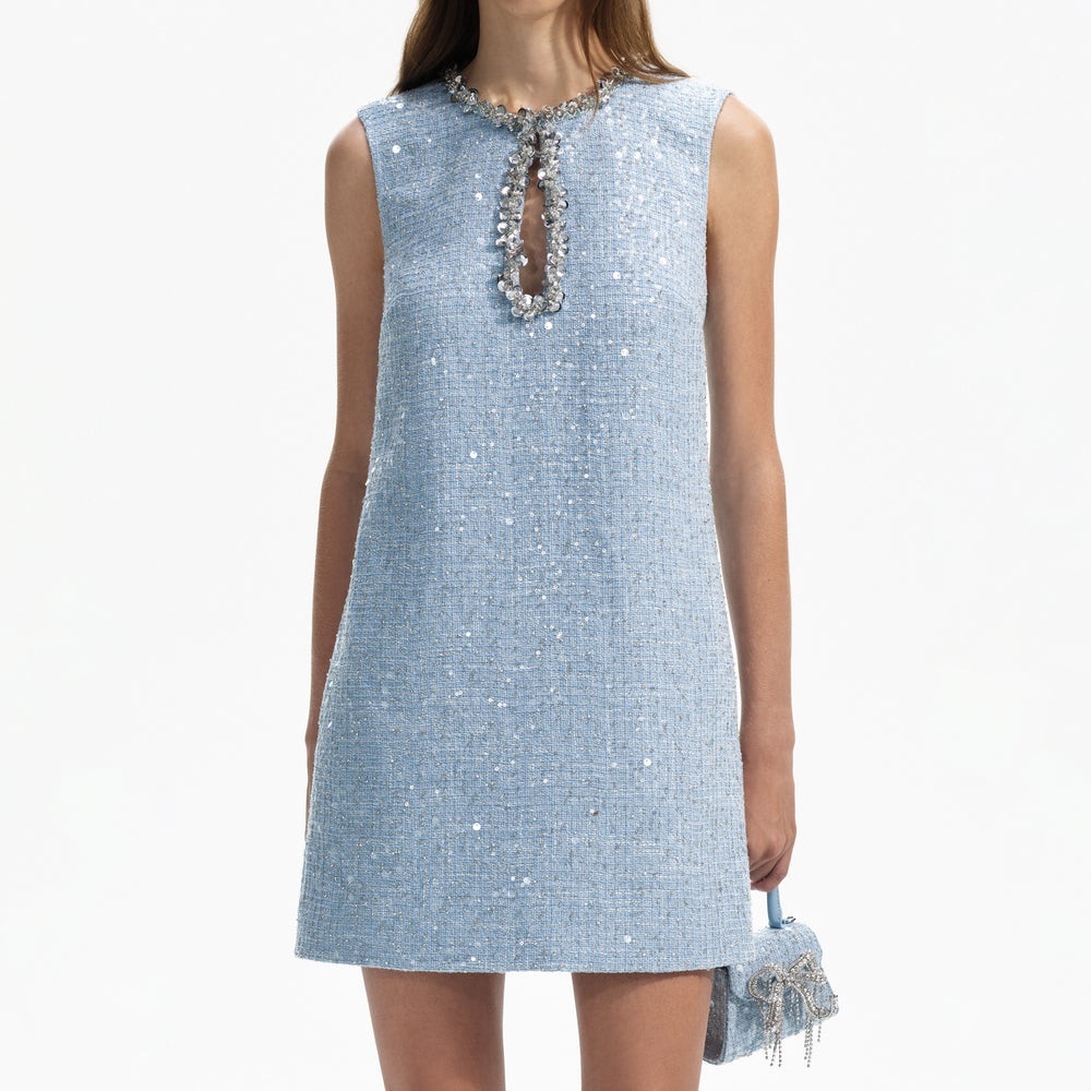 Self portrait, blue, sequin, boucle mini dress BRAND NEW, USA 8 UK 12